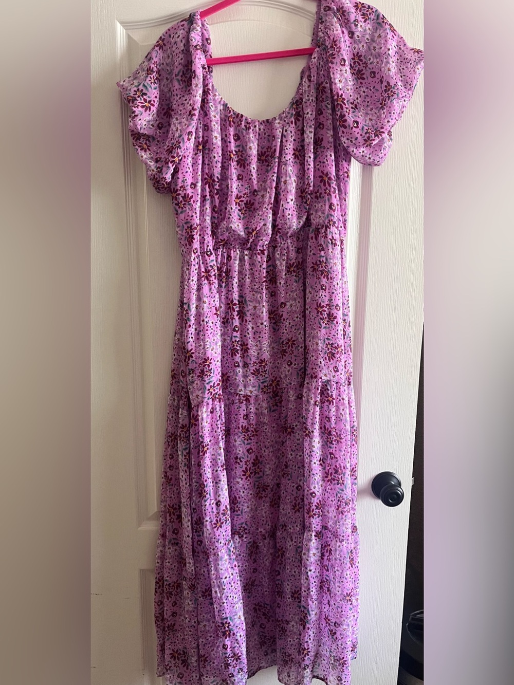 Draper James Pink Floral V-Neck Midi Dress